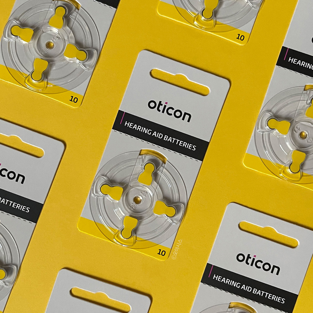 오티콘 10A 보청기 배터리 40알 1박스 정품 노란색